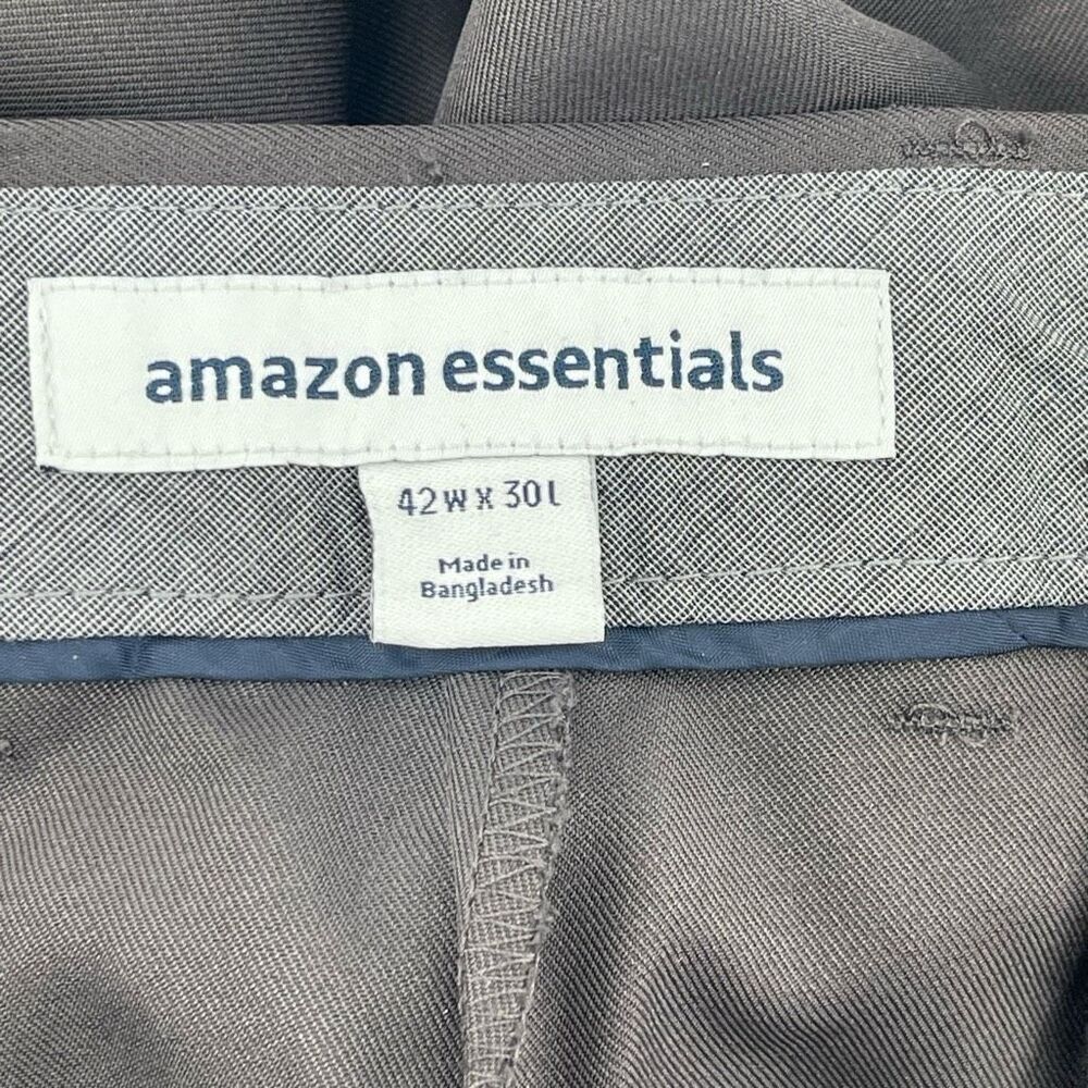 Amazon Essentials Men’s Grey Flat Front Straight … - image 11